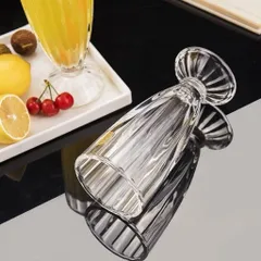 Ly Sinh Tố Thủy Tinh Dáng Sọc Dung Tích 310ml và 340ml Chịu Nhiệt Tốt