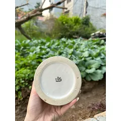 Bình Hoa Gốm Mini 15cm | Để Bàn Decor Dáng Chuông Vân Ganh Gốm Sứ Bát Tràng men gốm sắc nét họa tiết vân ngang