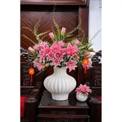 (Nhiều Màu) - Bình Gốm Dáng Đèn Lồng Gốm Sứ Bát Tràng Cao Cấp Cắm Hoa Bày Ban Trang Trí Decor Phòng Khách Cắm Tuyết Mai