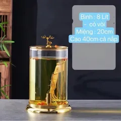 (5L - 10L) - BÌNH NGÂM R.Ư.Ợ.U THỦY TINH NẮP HƯƠU VÀNG CAO CẤP – SANG TRỌNG. CHẤT LIỆU TRONG SUỐT BỀN ĐẸP