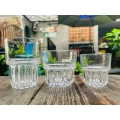 Ly thuỷ tinh/ Cốc thuỷ tinh đáy khía 2 tầng chịu nhiệt có 3 size