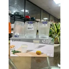 Ly thuỷ tinh/ Cốc thuỷ tinh vân sọc dung tích 250ml và 390ml chịu nhiệt tốt dày dặn chịu nhiệt, dùng uống nước/pha trà