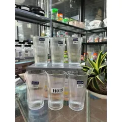 Ly thuỷ tinh/ Cốc thuỷ tinh vân sọc dung tích 250ml và 390ml chịu nhiệt tốt dày dặn chịu nhiệt, dùng uống nước/pha trà