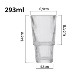 Ly thuỷ tinh/ Cốc thuỷ tinh 2 tầng sọc dọc hãng Deli cao câp chịu nhiệt có 3 size decor quán cà phê đẹp
