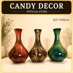 Bình hoa lọ hoa DÁNG TỎI MEN CẨM THẠCH Bát Tràng cao cấp cao 35cm decor nhà sang