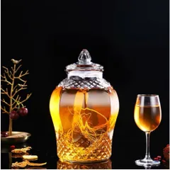 (3L - 15L không vòi, có vòi) Bình thủy tinh ngâm r.ư.ợ.u vát kim cương mã 8833 nắp thủy tinh loại 1 cao cấp