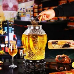 (3L - 15L không vòi, có vòi) Bình thủy tinh ngâm r.ư.ợ.u vát kim cương mã 8833 nắp thủy tinh loại 1 cao cấp