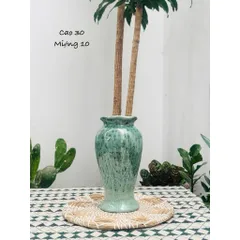 Bình hoa dáng đùi dế miệng lượn cao 30cm gốm sứ Bát Tràng, mang lại vẻ đẹp tinh tế nhẹ nhàng, phù hợp decor nhà cửa,..