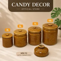 Vại Sành Muối Dưa Cà, Hũ Đựng Gạo Bát Tràng Cao Cấp, hũ sành có 4 size muối dưa cà, kim chi, dưa hành, an toàn lành tính