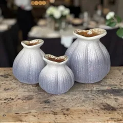 Set 3 bình hoa hoa mini dáng Củ Hành Bát Tràng cao cấp, trang trí phòng khách, decor, làm quà tặng