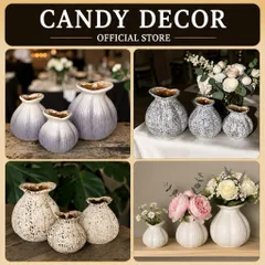 Set 3 bình hoa hoa mini dáng Củ Hành Bát Tràng cao cấp, trang trí phòng khách, decor, làm quà tặng