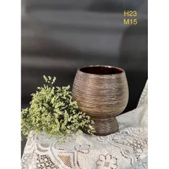 Bình hoa lọ hoa dáng ly tròn Bát Tràng, ly trồng lan, cắm hoa nghệ thuật đẹp sang