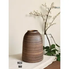 Lọ Hoa, Bình Cắm Hoa Dáng Chuông Men Nâu Mộc 25cm và 30cm Gốm Sứ Bát Tràng