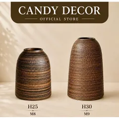 Lọ Hoa, Bình Cắm Hoa Dáng Chuông Men Nâu Mộc 25cm và 30cm Gốm Sứ Bát Tràng