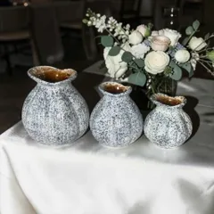 Set 3 bình hoa hoa mini dáng Củ Hành Bát Tràng cao cấp, trang trí phòng khách, decor, làm quà tặng