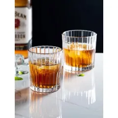 Ly thủy tinh kiểu dáng tròn họa tiết vân sọc dọc dung tích 300ml và 320ml chịu nhiệt tốt