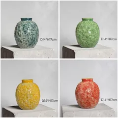 Bình hoa lọ hoa DÁNG VÒ CẨM THẠCH tròn cao 18cm Bát Tràng cao cấp, phù hợp decor trang trí nhà cửa, bàn làm việc