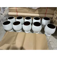 Bình hoa lọ hoa dáng ly tròn Bát Tràng, ly trồng lan, cắm hoa nghệ thuật đẹp sang