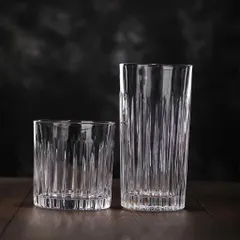 Ly thủy tinh kiểu dáng tròn họa tiết vân sọc dọc dung tích 300ml và 320ml chịu nhiệt tốt