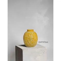 Bình hoa lọ hoa DÁNG VÒ CẨM THẠCH tròn cao 18cm Bát Tràng cao cấp, phù hợp decor trang trí nhà cửa, bàn làm việc