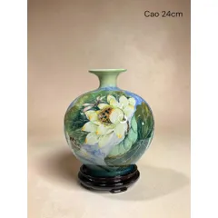 Bình Hút Lộc Cao 24cm Vẽ 3D Men Ngọc Gốm Sứ Bát Tràng Trang Trí Decor Để Bàn Làm Việc, Phòng Khách, Quà Tặng Hiếu Hỷ