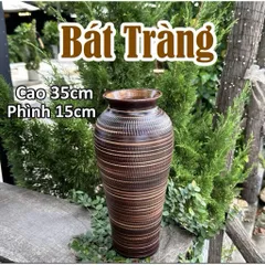(Nhiều Màu) - Bình hoa gốm dáng đùi dế men nâu mộc 31cm cắm Gốm sứ Bát Tràng decor phòng khách cắm mọi loài hoa