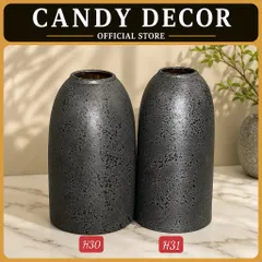 Bình hoa lọ hoa dáng chuông MEN ĐEN NHÁM Bát Tràng cao cấp phù hợp các loại hoa, decor phòng khách nhà cửa xinh sang