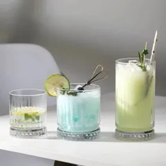 Ly thuỷ tinh/ Cốc thuỷ tinh vân sọc đế kim cương sang trọng 3 size