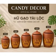 Hũ gạo [10-20kg]- Chĩnh đựng gạo Tài Lộc, Hũ đựng gạo, Chum gạo Bát Tràng cao cấp tài lộc phong thuỷ, thu hút vượng khí