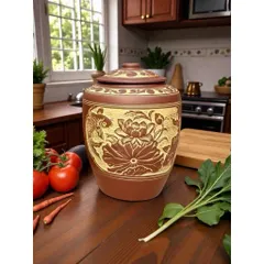 Hũ gạo [10-20kg]- Chĩnh đựng gạo hoạ tiết sen cá Tài Lộc, Hũ đựng gạo, Chum gạo tài lộc phong thuỷ, thu hút tài lộc