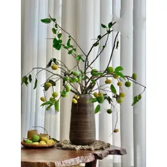 Set 3 bình hoa dáng đu đủ nâu ÁNH KIM cao cấp, gốm sứ Bát Tràng, decor trang trí nhà xinh