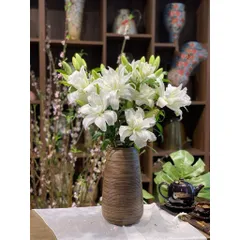 Set 3 bình hoa dáng đu đủ nâu ÁNH KIM cao cấp, gốm sứ Bát Tràng, decor trang trí nhà xinh