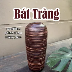 Bình hoa lọ hoa dáng bom men mộc cao 35cm Bát Tràng phù hợp các loại hoa tuyết mai, decor trang trí nhà cửa