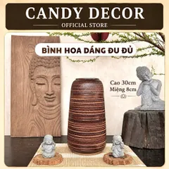 Bình hoa lọ hoa dáng đu đủ cao 30cm MÀU VITAGE phù hợp các loại hoa, decor nhà cửa gốm sứ Bát Tràng