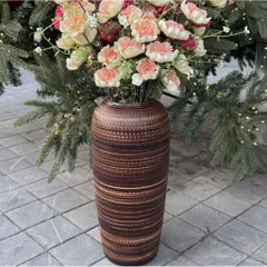 Bình hoa lọ hoa dáng bom men mộc cao 35cm Bát Tràng phù hợp các loại hoa tuyết mai, decor trang trí nhà cửa