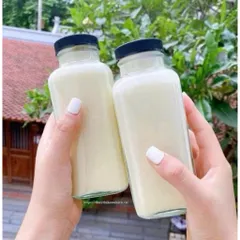Chai thuỷ tinh vuông lùn cao 300ml và 350ml chất liệu dày dặn đựng nước ép, sinh tố decor xinh xắn