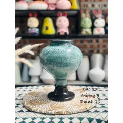 Bình hoa dáng chân đèn men hoả biến cao 27cm gốm sứ Bát Tràng, trang trí phòng khách - Lọ hoa đẹp decor nhà cửa