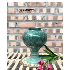 Bình hoa dáng chân đèn men hoả biến cao 27cm gốm sứ Bát Tràng, trang trí phòng khách - Lọ hoa đẹp decor nhà cửa