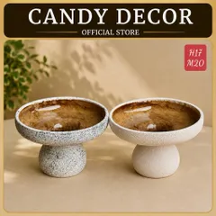 Bình gốm decor men lì chân đế trồng cây mini / dương xỉ( không lỗ), gừng, cắm hoa decor nhà cao 14cm và 17cm