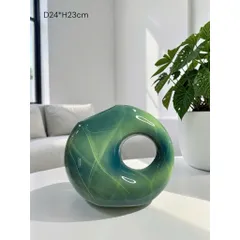 Bình hoa lọ hoa dáng mặt trăng Bát Tràng cao cấp, decor trang trí nhà cửa, bàn làm việc, cắm các loại hoa