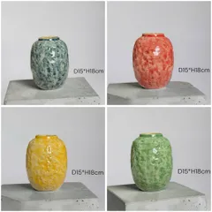Bình hoa lọ hoa DÁNG VÒ CẨM THẠCH thon cao 18cm Bát Tràng cao cấp, phù hợp decor trang trí nhà cửa, bàn làm việc làm quà