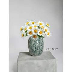 Bình hoa lọ hoa DÁNG VÒ CẨM THẠCH thon cao 18cm Bát Tràng cao cấp, phù hợp decor trang trí nhà cửa, bàn làm việc làm quà