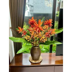 Bình gốm cắm hoa dáng chum miệng rộng cao 31cm thích hợp cắm nhiều loại hoa gốm sứ Bát Tràng