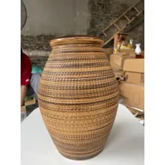 Bình gốm cắm hoa dáng chum miệng rộng cao 31cm thích hợp cắm nhiều loại hoa gốm sứ Bát Tràng