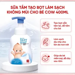 Sữa tắm cho bé Cow Baby Soap an toàn, lành tính phù hợp với cả da nhạy cảm Nhật Bản Chai 400ml
