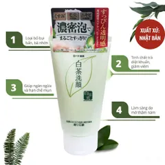 Sữa rửa mặt trà xanh cho da dầu mụn Rohto Shirochasou White Conc Nhật Bản 120g