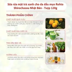 Sữa rửa mặt trà xanh cho da dầu mụn Rohto Shirochasou White Conc Nhật Bản 120g
