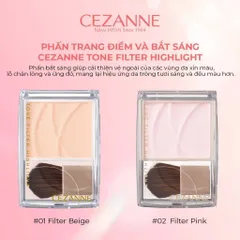 Phấn Bắt Sáng Lì Cezanne Tone Filter Highlight Dạng Bột Phấn Đẩy Sáng Da Tự Nhiên Bền Màu 2.3g