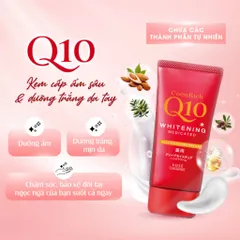 Kem dưỡng da tay Kose Hand Cream Q10 White Conc Nhật Bản giúp dưỡng trắng, cấp ẩm - Tuýp 80g