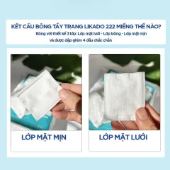 Bông tẩy trang Likado White Conc chất liệu Cotton Túi 222 miếng/ Hộp 400 miếng/ Túi 600 miếng
